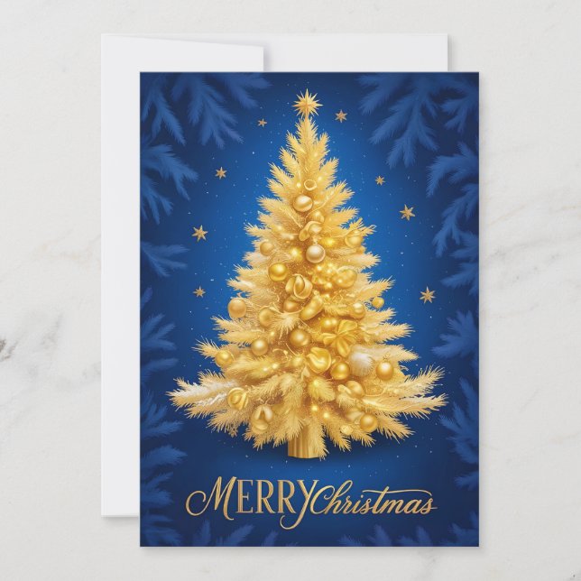 Convites  Merry Christmas - Goldener Weihnachtsbaum (Frente)
