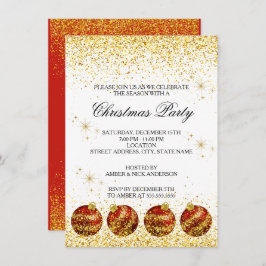 Convites Merry Christmas Holiday Party Glitter