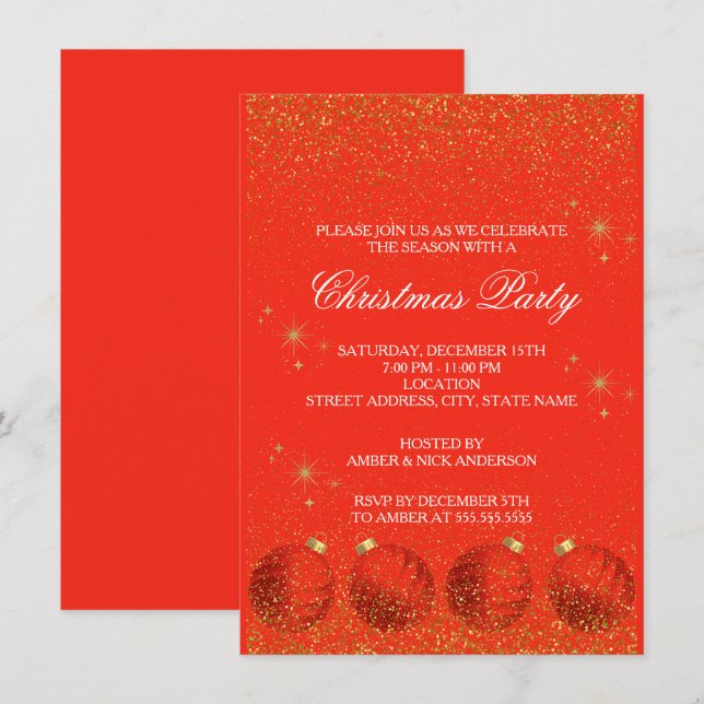 Convites Merry Christmas Holiday Party Glitter (Frente/Verso)
