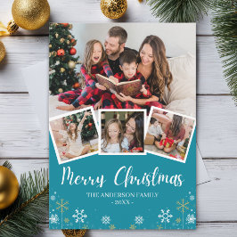 Convites Merry Christmas Modern Photo Family