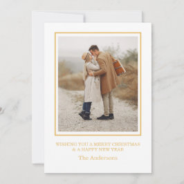 Convites Merry Christmas Photo Collage Gold Holiday Card