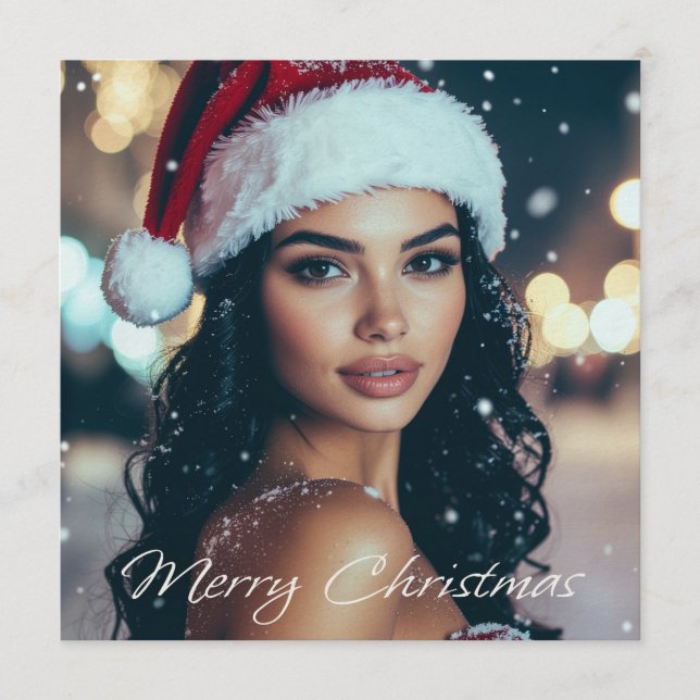 Convites Merry Christmas - Santa Girl -  (Frente)