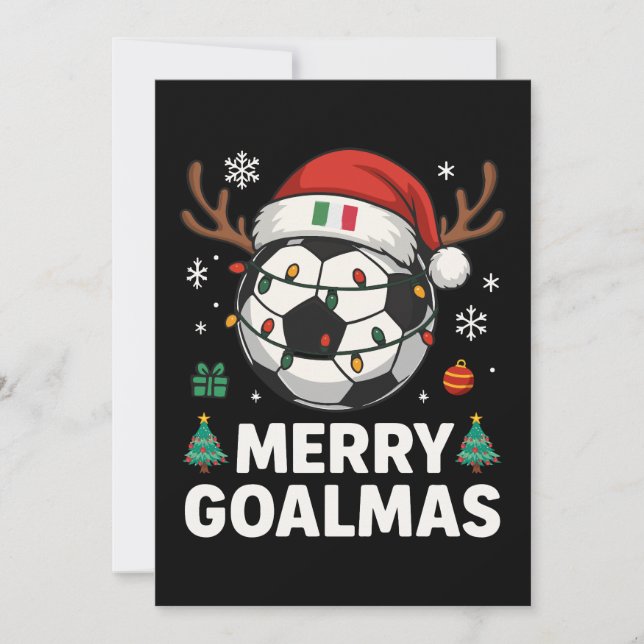 Convites Merry Goalmas Italy - Funny Soccer Christmas (Frente)