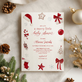 Convites Merry Little Baby Shower Christmas Festive