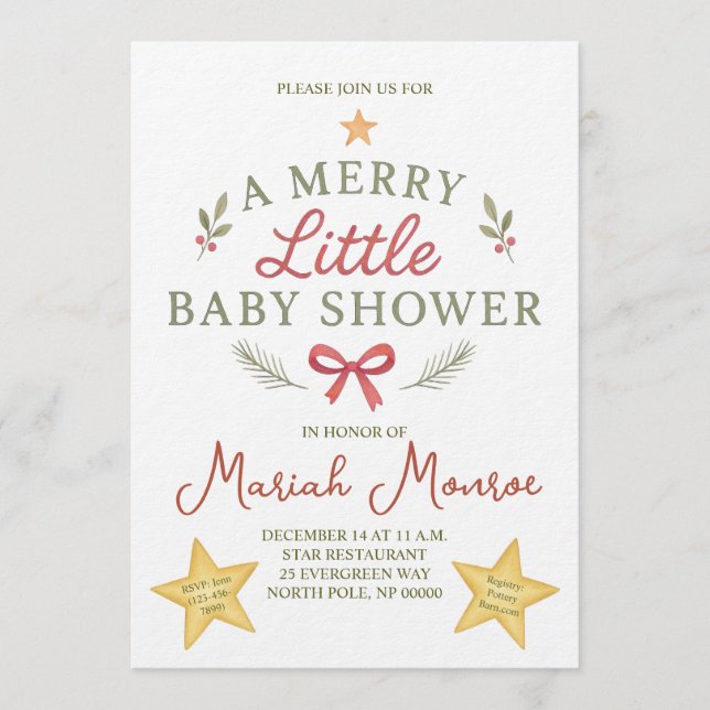 Convites Merry Little Baby Shower Invitation (Frente)