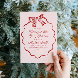 Convites Merry Little Baby Shower Invitation with Red Bow