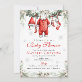 Convites Merry Little Baby Shower Santa Clothesline
