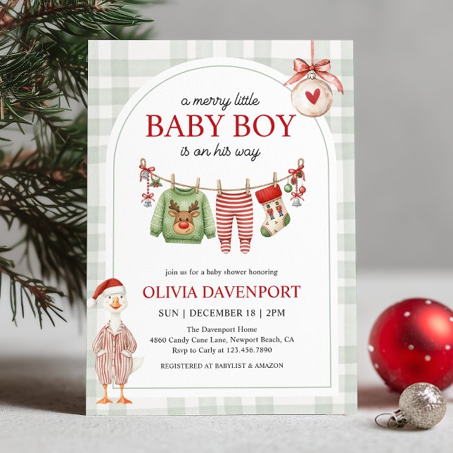 Convites Merry Little Boy Goose Christmas Baby Shower (Criador carregado)