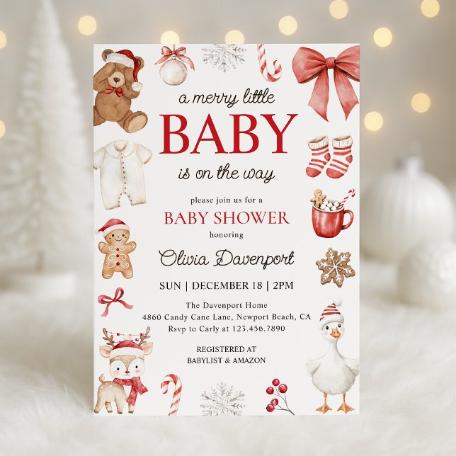 Convites Merry Little Christmas Festive Winter Baby Shower (Criador carregado)