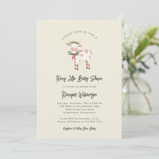 Convites Merry Little Christmas Rustic Baby Shower  (Em pé/Frente)