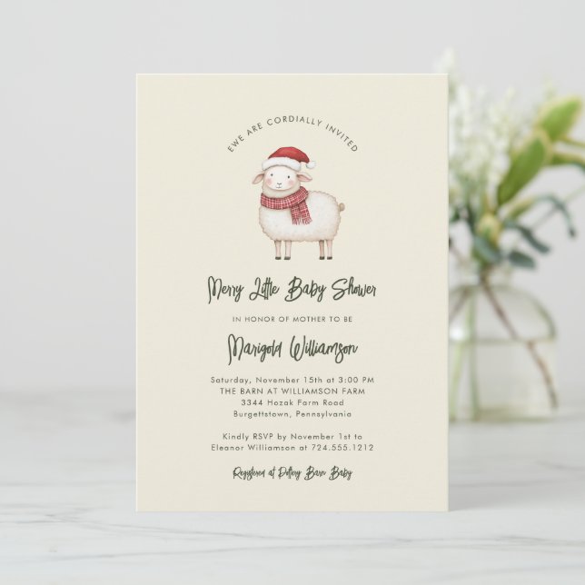 Convites Merry Little Christmas Rustic Baby Shower  (Em pé/Frente)