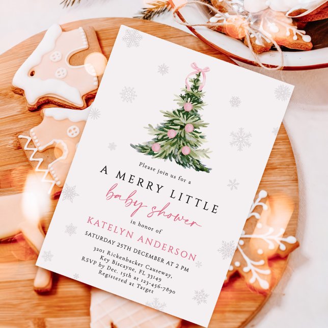 Convites Merry Little Christmas Tree Baby Shower  (Criador carregado)