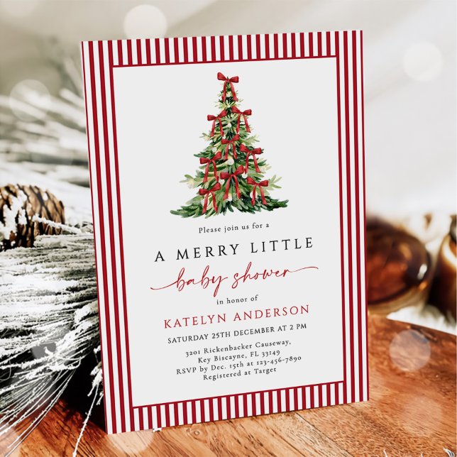 Convites Merry Little Christmas Tree Baby Shower  (Criador carregado)