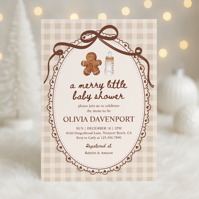 Convites Merry Little Gingerbread Christmas Baby Shower (Criador carregado)