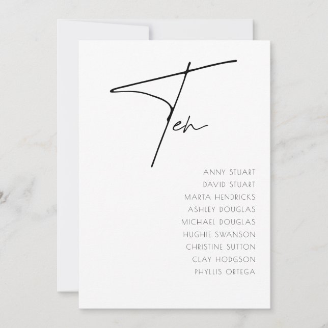 Convites Mesa 10 Modern Wedding Table Number modelo (Frente)