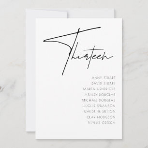 Convites Mesa 13 Modern Wedding Table Number modelo