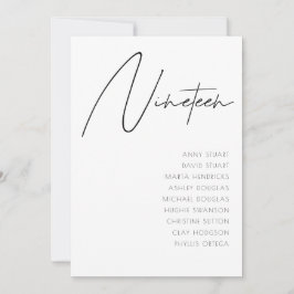 Convites Mesa 19 Modern Wedding Table Number modelo