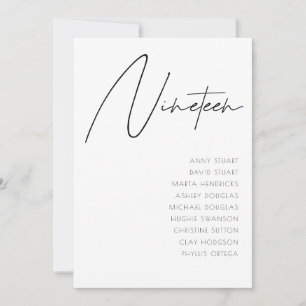 Convites Mesa 19 Modern Wedding Table Number modelo