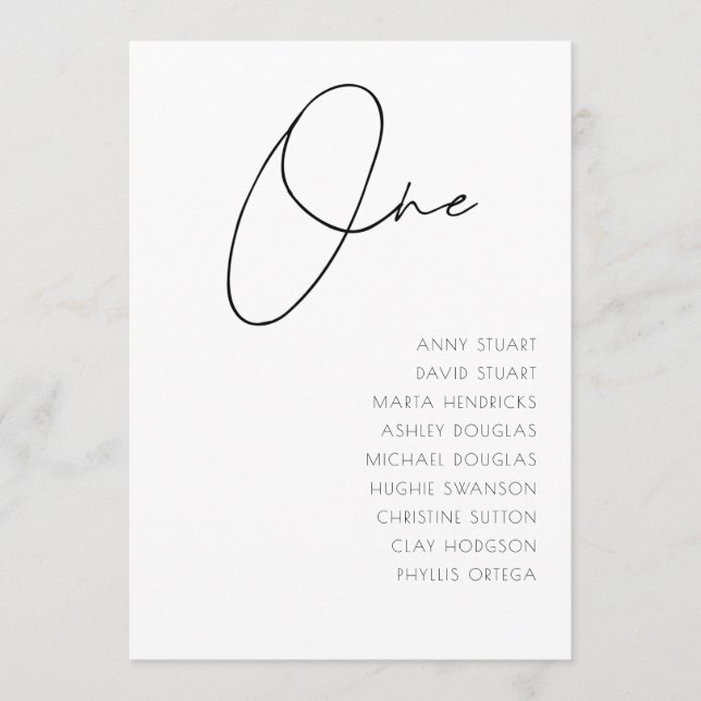 Convites Mesa 1 modelo da Tabela de Casamentos Modernos (Frente)