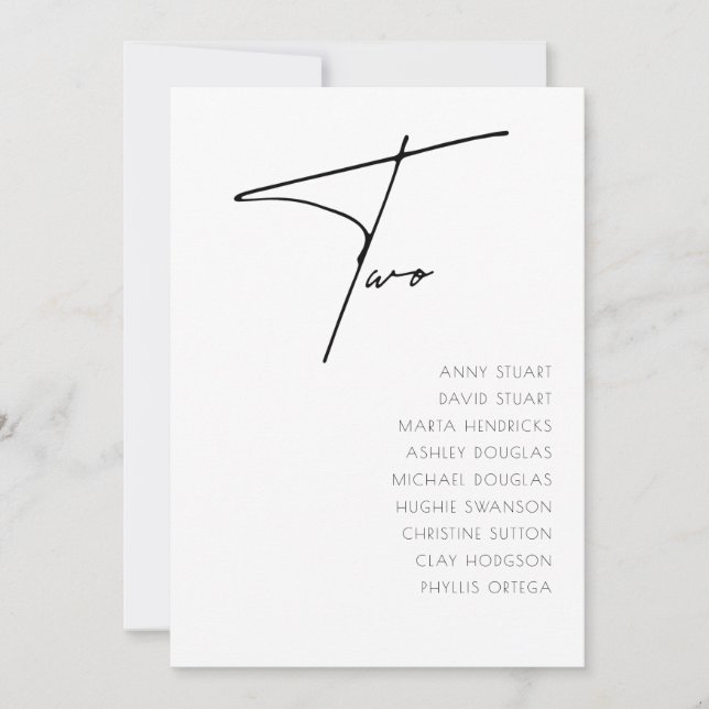 Convites Mesa 2 Modern Wedn Table Number modelo (Frente)