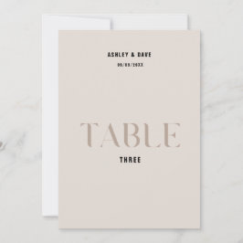 Convites Mesa 3 Número da Tabela de Casamento de Beige Negr