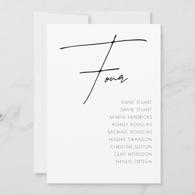 Convites Mesa 4 modelo da Tabela de Casamentos Modernos (Frente)