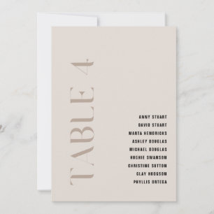 Convites Mesa 4 Número da Tabela de Casamento de Beige Negr
