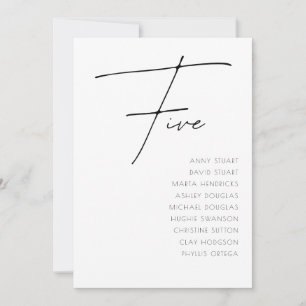 Convites Mesa 5 - Tabela Numérica Moderna de Casamento mode