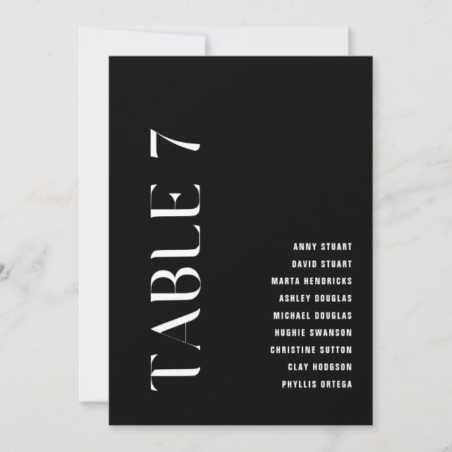 Convites Mesa 7 Número da Tabela de Casamentos Negros Moder (Frente)