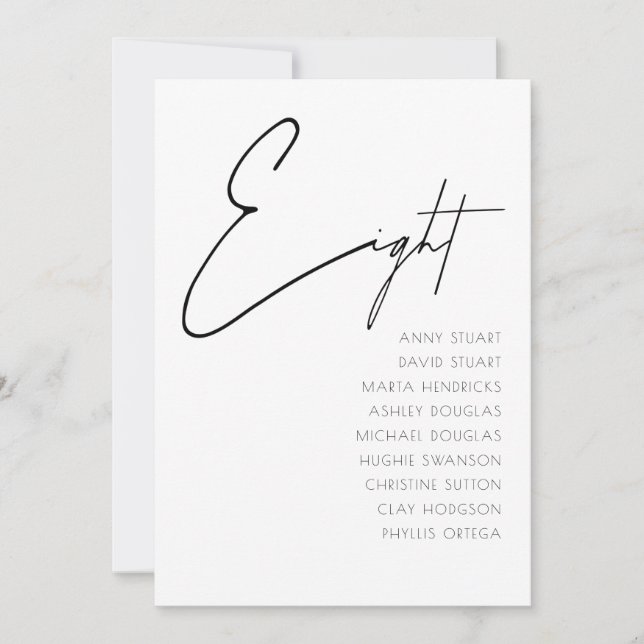 Convites Mesa 8 modelo da Tabela de Casamentos Modernos (Frente)