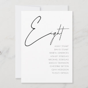 Convites Mesa 8 modelo da Tabela de Casamentos Modernos