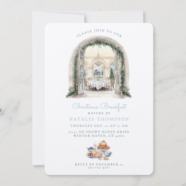 Convites Mesa da sala de jantar | Café da Manhã de Natal (Frente)