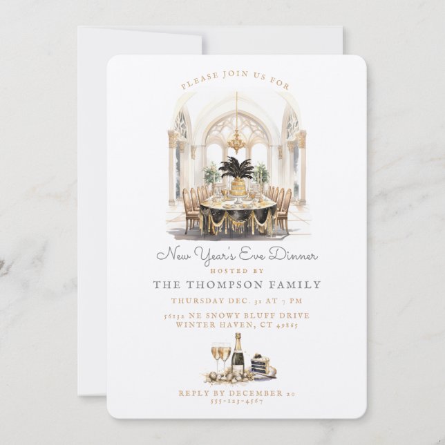 Convites Mesa da sala de jantar | Janta de Vésperas de ano  (Frente)