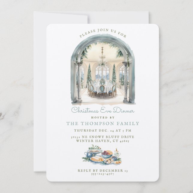 Convites Mesa da sala de jantar | Janto da véspera de Natal (Frente)