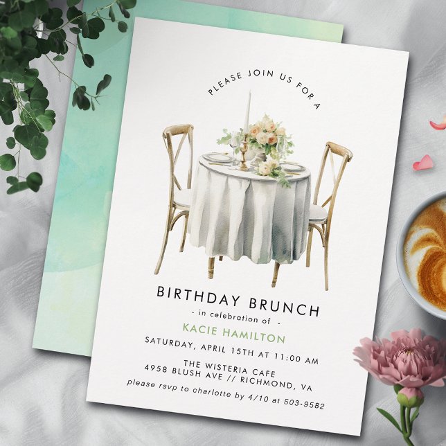 Convites Mesa de Aquarela | Cute Modern Birthday Brunch (Criador carregado)