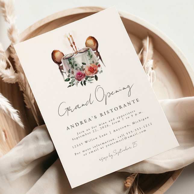 Convites Mesa de Aquarela de Grande Abertura do Restaurante (Criador carregado)