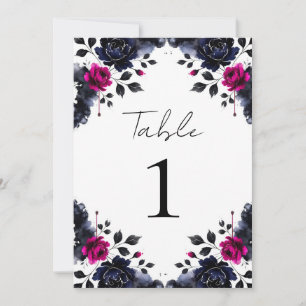 Convites Mesa de Aquarela Floral Rosa Magenta e Azul Tinta