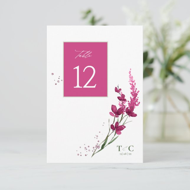 Convites Mesa de Casamento de Flor Selvagem n.o Fuchsia ID9 (Em pé/Frente)