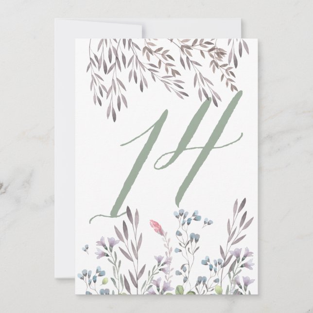 Convites Mesa de Casamento Wildflower nº 14 Dupla Face (Frente)