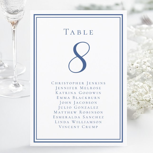 Convites Mesa de Convidado de Casamento Número Branco Azul (Wedding Seating Guest Table Number Blue White)