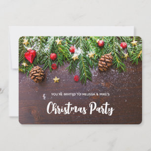 Convites Mesa de Natal Rústica com Pinheiro e Neve de Natal