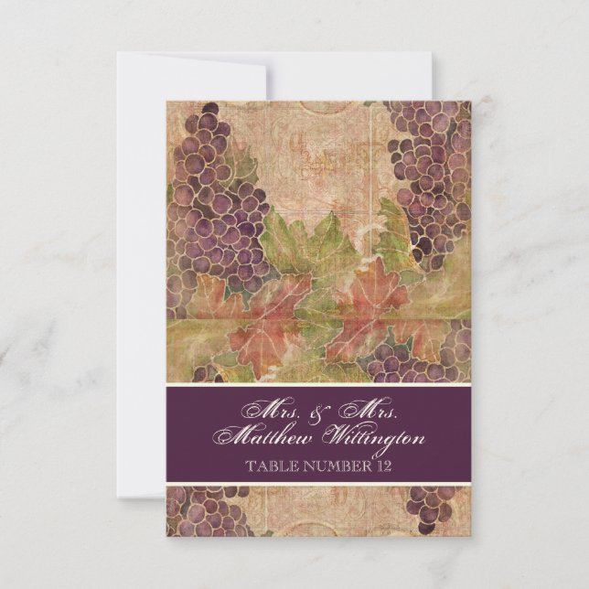 Convites Mesa de Número de Casamento com Videira Envelhecid (Frente)