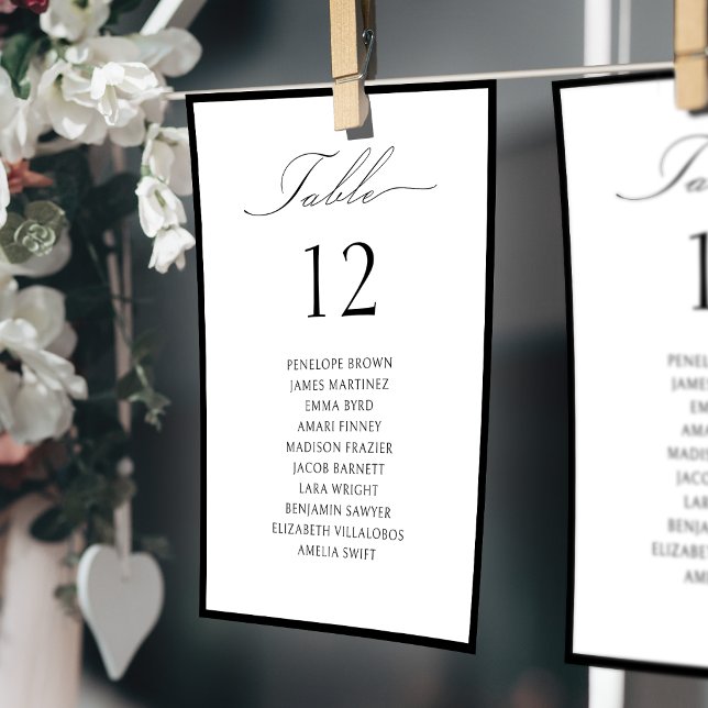 Convites Mesa de Números de Assento com Letra Simples e Ele (Simple Graceful Script Table Number Seating Chart)