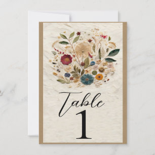 Convites Mesa de Números de Flores Prensadas do Jardim Capr