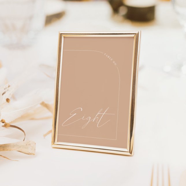 Convites Mesa do Arco do Arco do Arco do Arco Moderno com O (Modern Boho Tan Arch Table Eight Table Number)