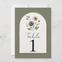 Mesa Floral Aquarela Verde Oliva Empoeirado Dourad