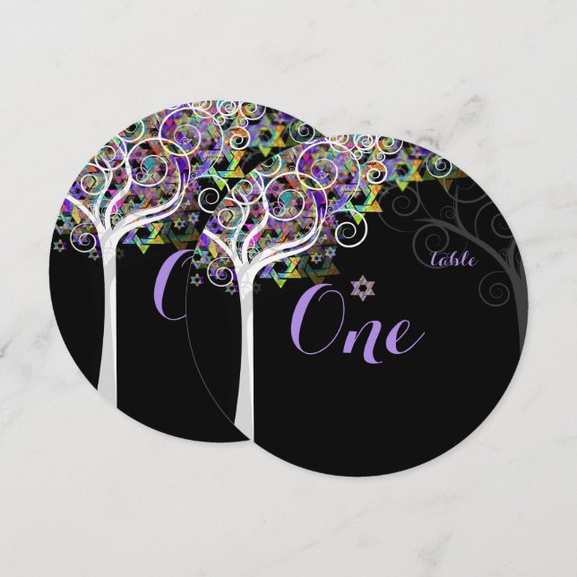 Convites Mesa PixDezines nº árvore da vida Bat Mitzvah (Frente/Verso)