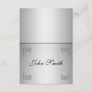 Convites Mesa Placa de lugar com o nome - espiral prateada 