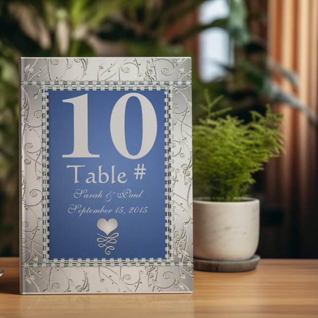 Convites Mesa Real Elegante Azul e Prata nº (Criador carregado)