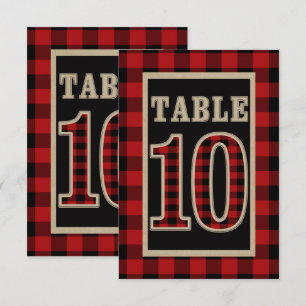 Convites Mesa Rústica Número 10 Xadrez Búfalo Vermelho e Pr